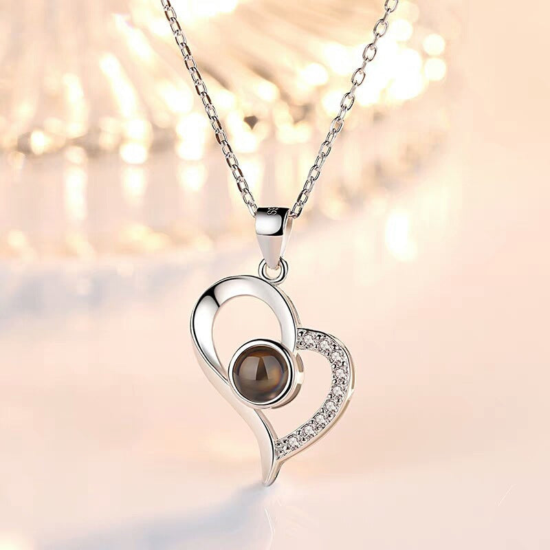 I love you roses bloom necklace in 100 languages gift set