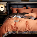 Satin Cotton Embroidered Bedding Set - Luxora