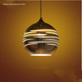 Silver Striped Orb Pendant Light