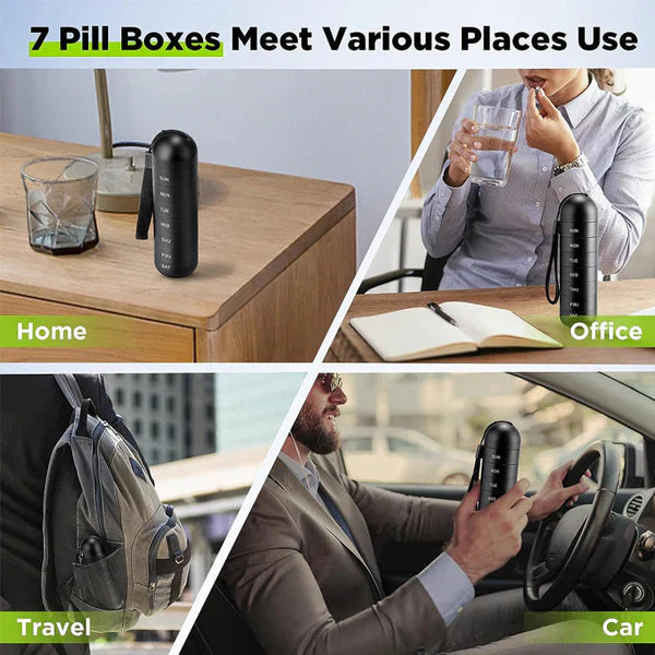 MediSafe Weekbox – Waterproof Aluminum Pill Organizer with 7 Compartments