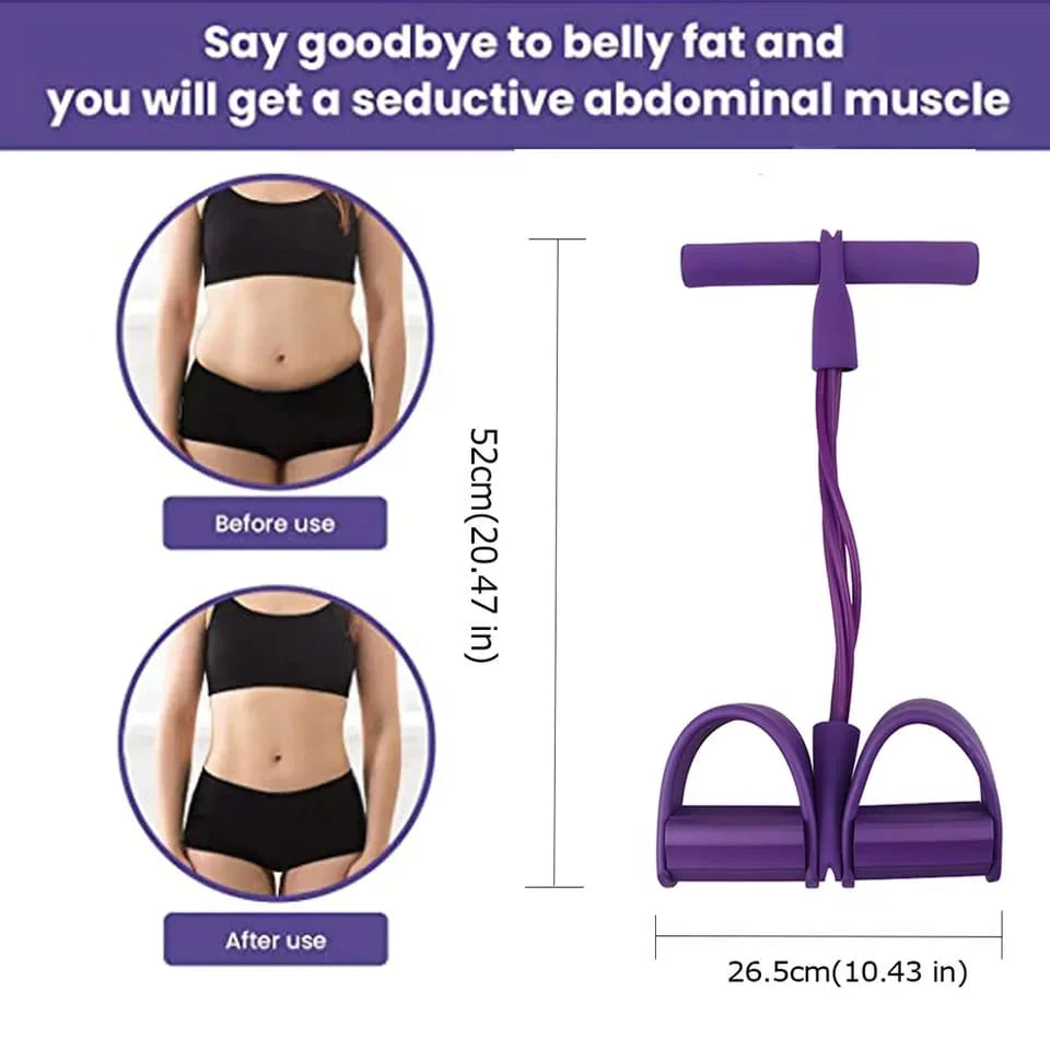 Pull-Rope Ab Exerciser with Pedals and Resistance Band