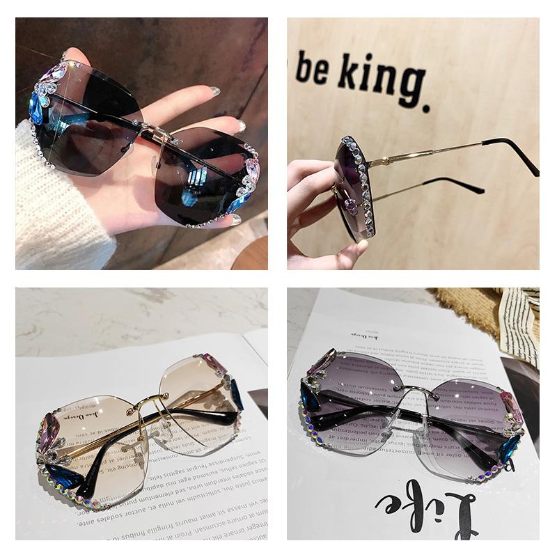 2022 Vintage Fashion Rimless Crystal Sunglasses