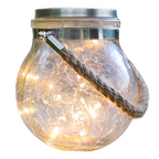 Solar LED Lantern in Glass – Decorative Garden Lighting with Wire Lights and Carry Handle