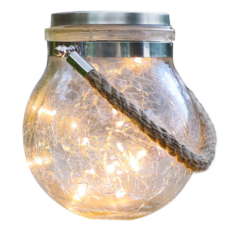 Solar LED Lantern in Glass – Decorative Garden Lighting with Wire Lights and Carry Handle