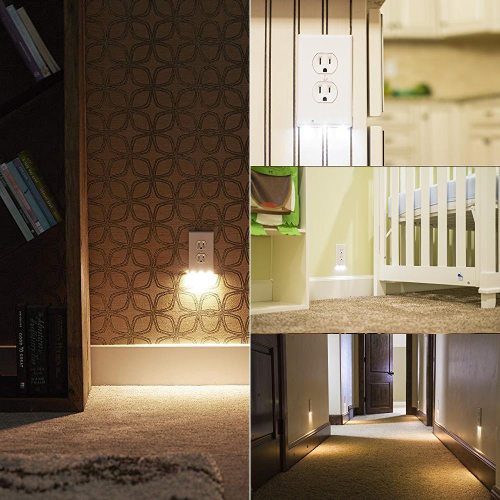 Outlet wall plate with LED night lights