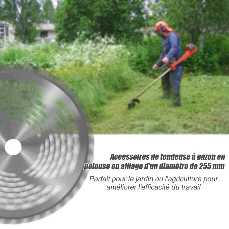 Alloyed saw blade for lawn mower