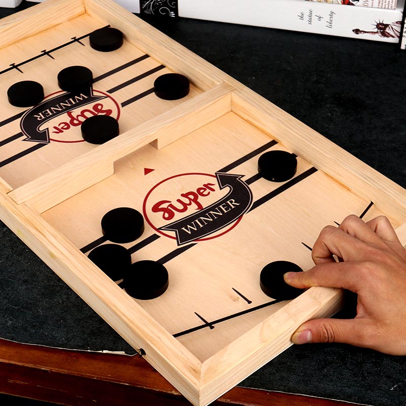 – Reversible Sling Puck Board Game Double-Sided for Family