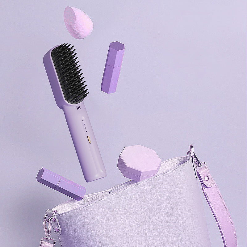 Portable negative ion hair straightener comb