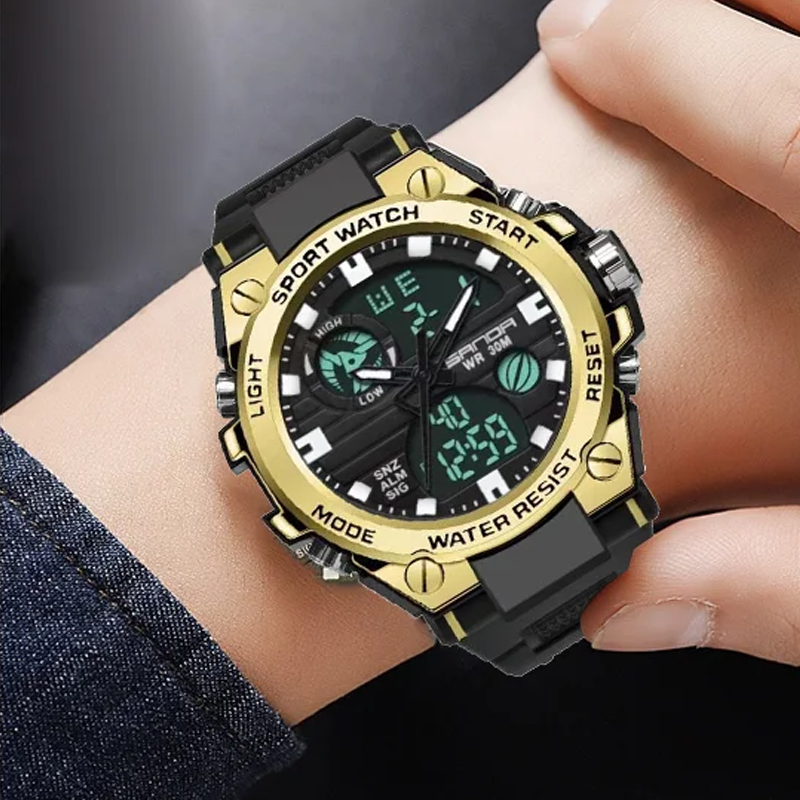 Men's Double Display Waterproof Luminous Watch