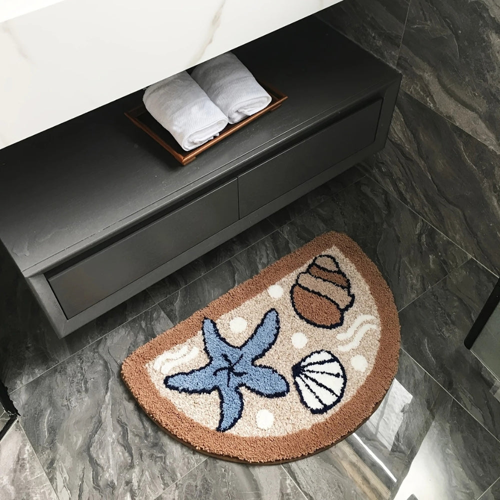 Fluffy Semicircle Non-Slip Bath Mat