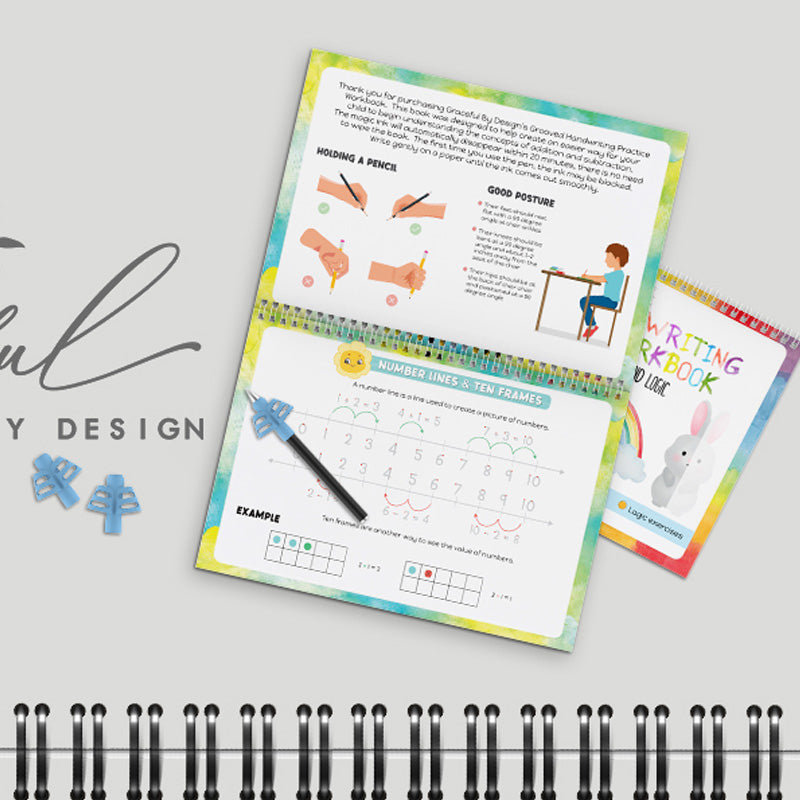 Reusable ribbed handwriting workbooks