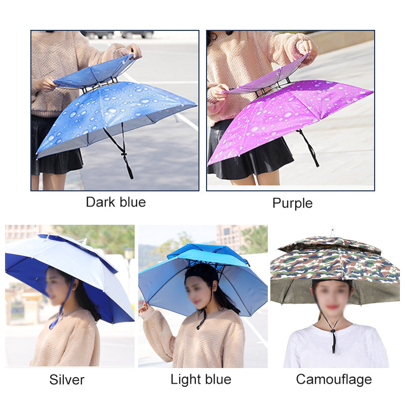 Outdoor Double-Layer Rain Umbrella Hat