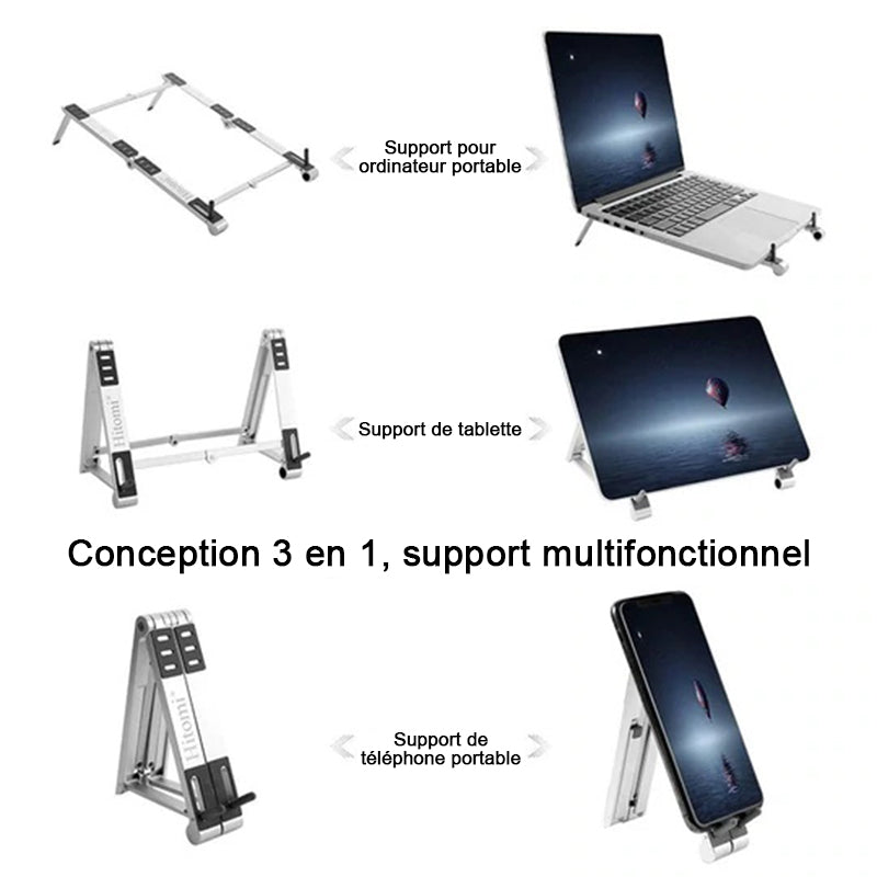 Multifunctional 3-in-1 support for laptop pad phone