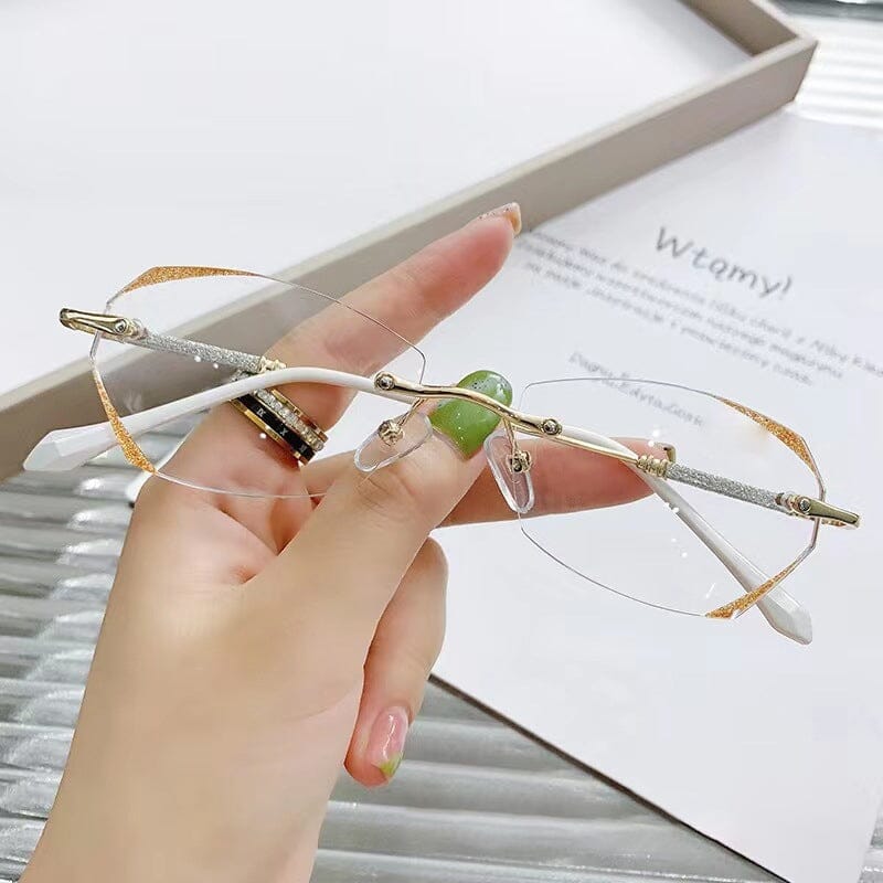 Fashionable rimless anti-blue light reading glasses