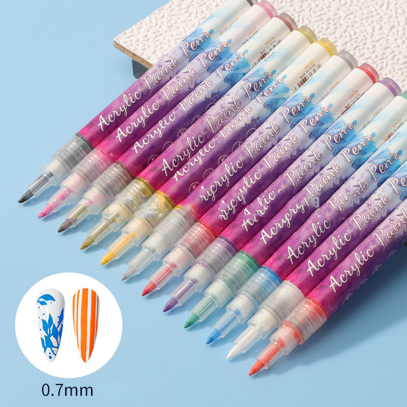 12-color ultra-thin curved nail pencil