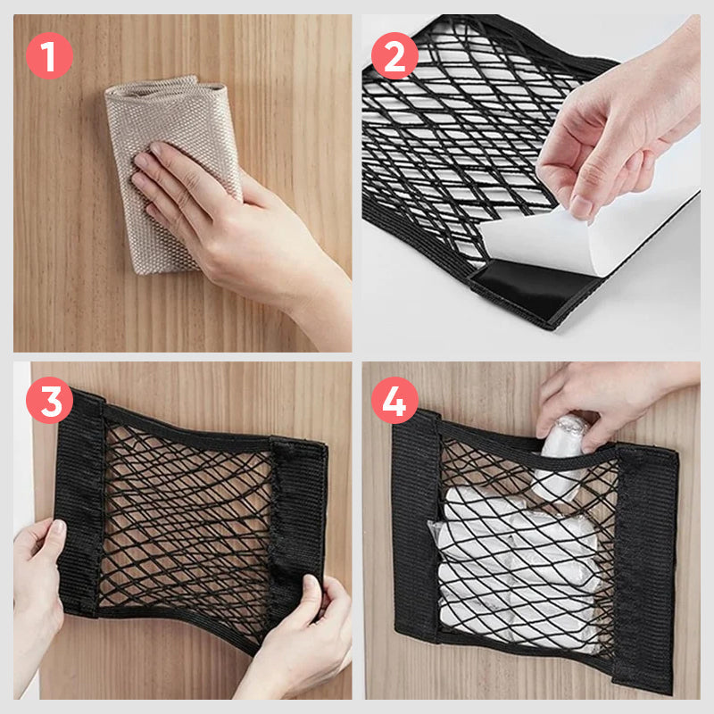 Plastic Bags Storage Net Bag (With Adhesive Tape)