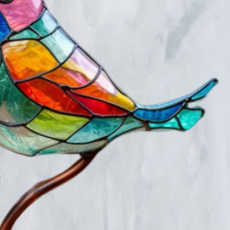 Bird on Branch Metal Painted Desktop Ornament