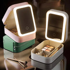 LED Light Mirror – Adjustable Angle – Organiser for Beauty Lovers – Bright Lighting for Flawless Look