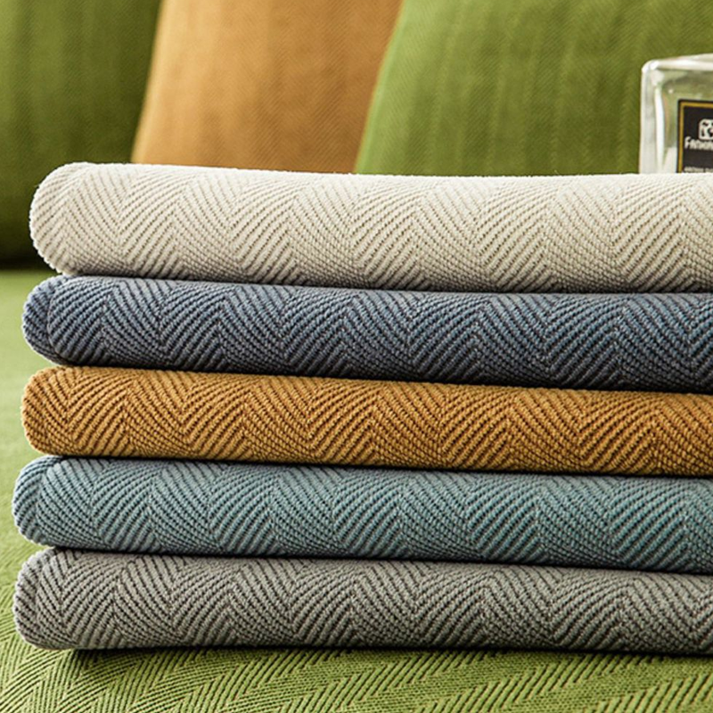 Wavy Check Chenille Fabric Furniture Protector Sofa Cover