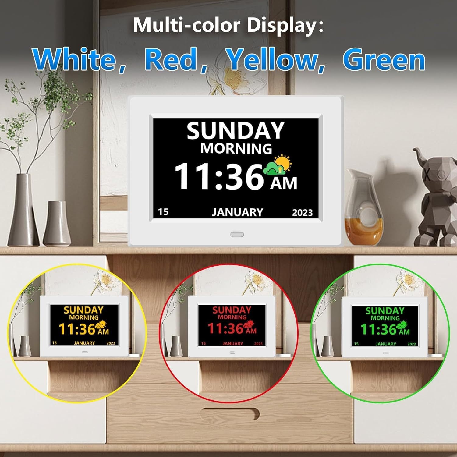 11.5-Inch Digital Calendar Day Clock with 19 Reminders – Claryon