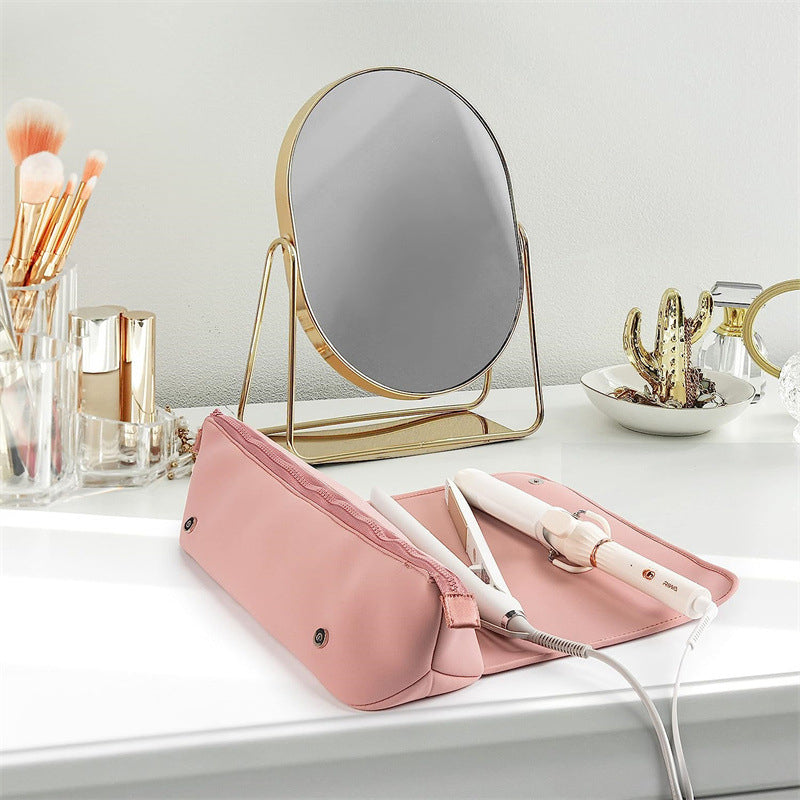 Hair tools travel bag and heat-resistant mat
