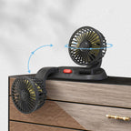 Mini swivel fan with double head for the car