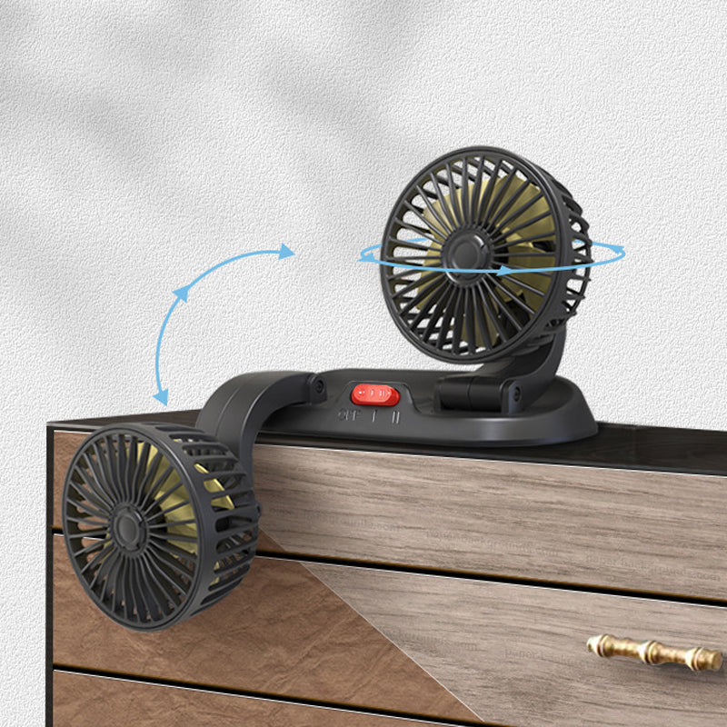 Mini swivel fan with double head for the car