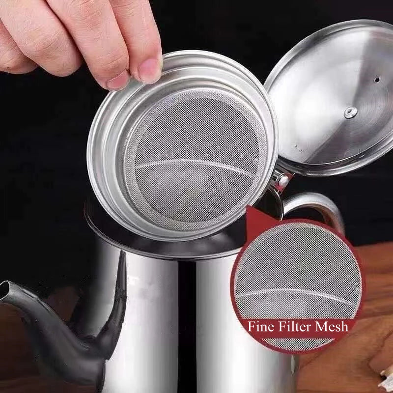 Oil filter jug in stainless steel