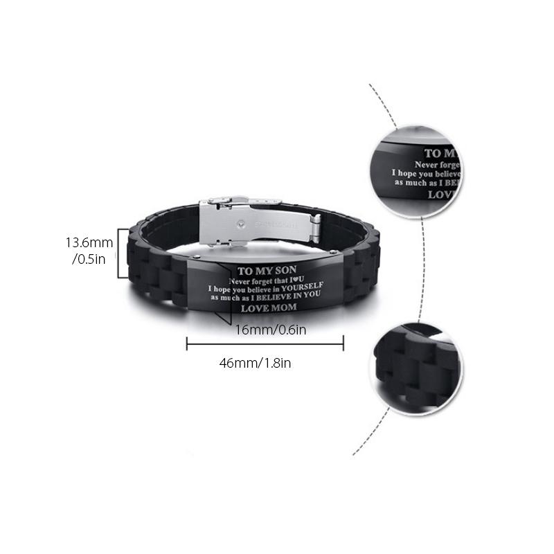 Silicone bracelet with stainless steel plate
