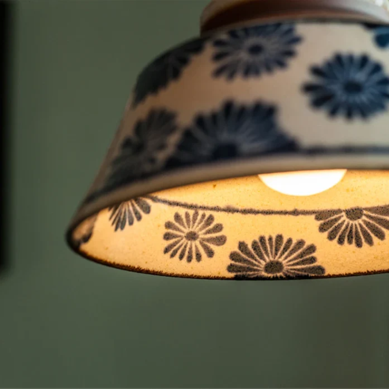Retro Japanese Pendant Light Made of Ceramic