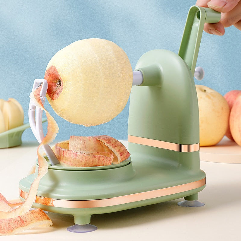 Hand-operated apple peeler