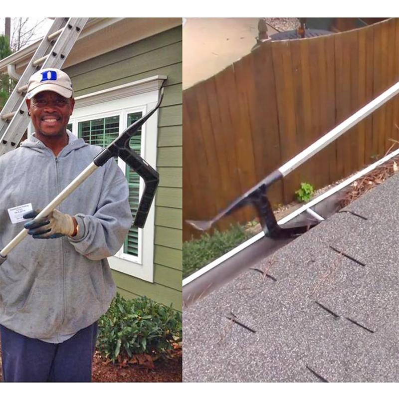 Gutter Cleaning Tool with Spoon Mechanism for Telescopic Poles