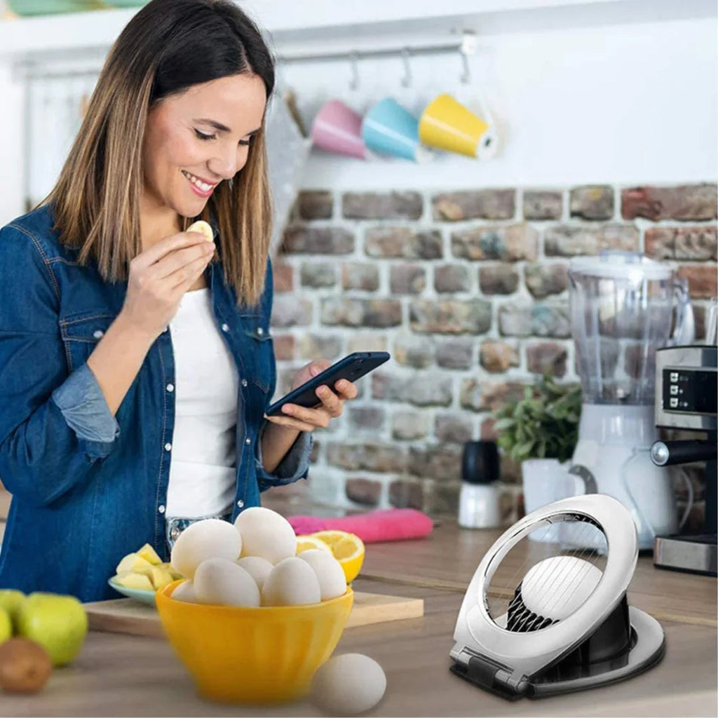 Stainless Steel Egg Slicer – 3-in-1 Cutting Options for Effortless Preparation!