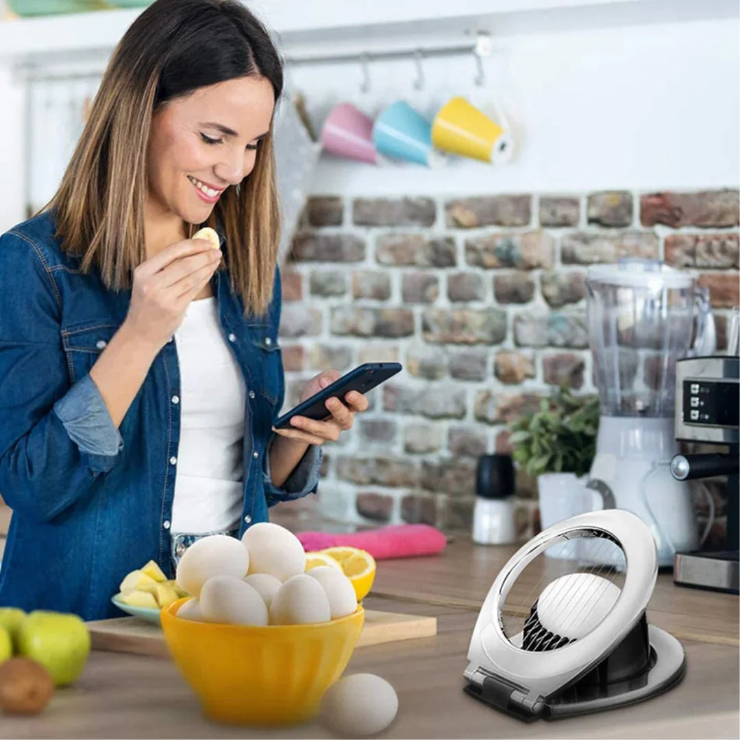 Stainless Steel Egg Slicer – 3-in-1 Cutting Options for Effortless Preparation!