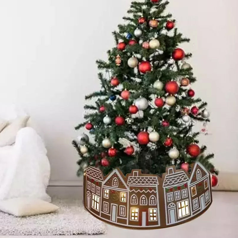 LED Gingerbread House Christmas Tree Collar Tree Skirt