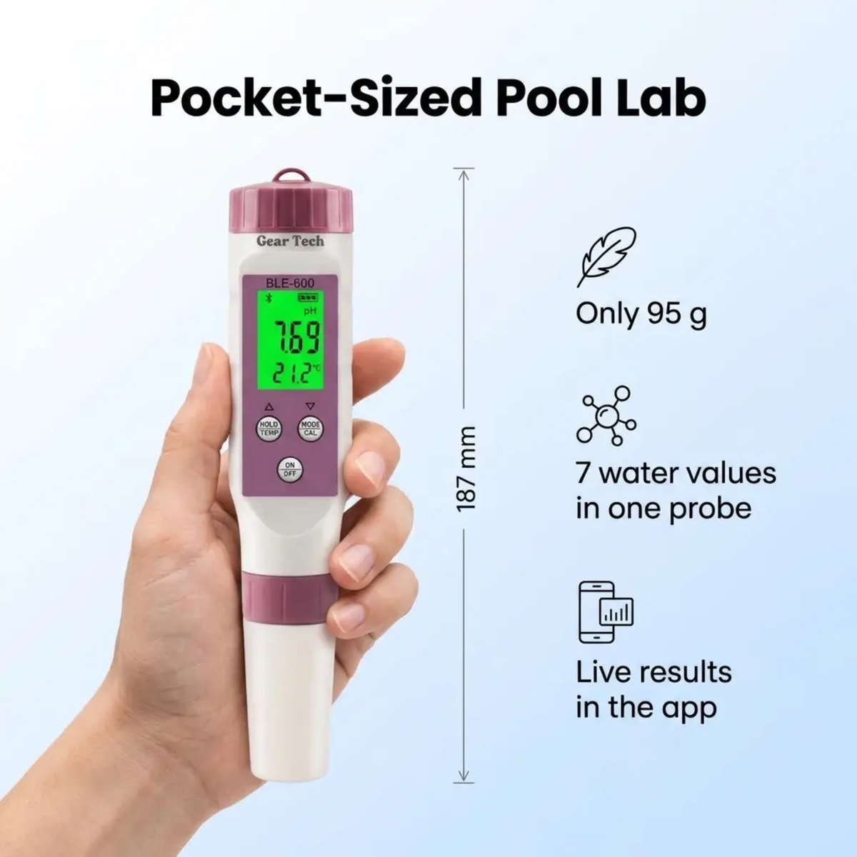 Digital Pool Tester – Measuring device for pH and chlorine for easy pH measurement in pool water