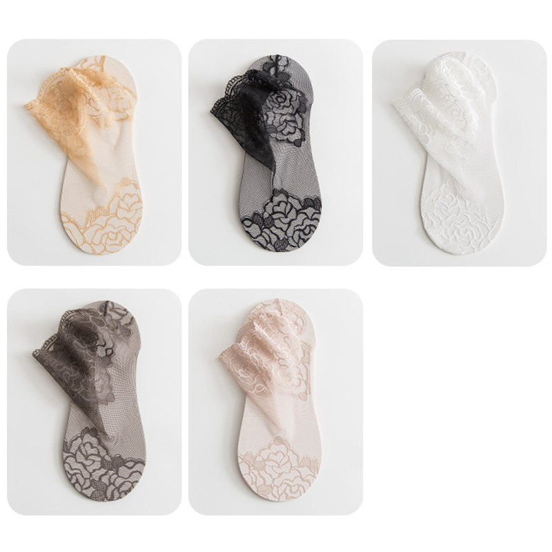 Non-slip lace socks for women