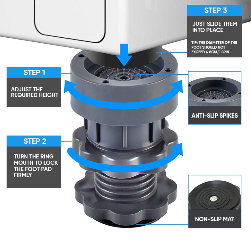 4 Piece Adjustable Height Washing Machine Support
