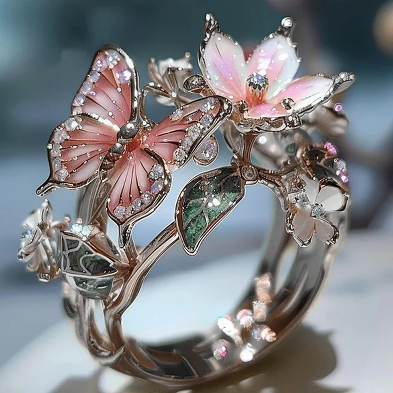 Butterfly flower ring