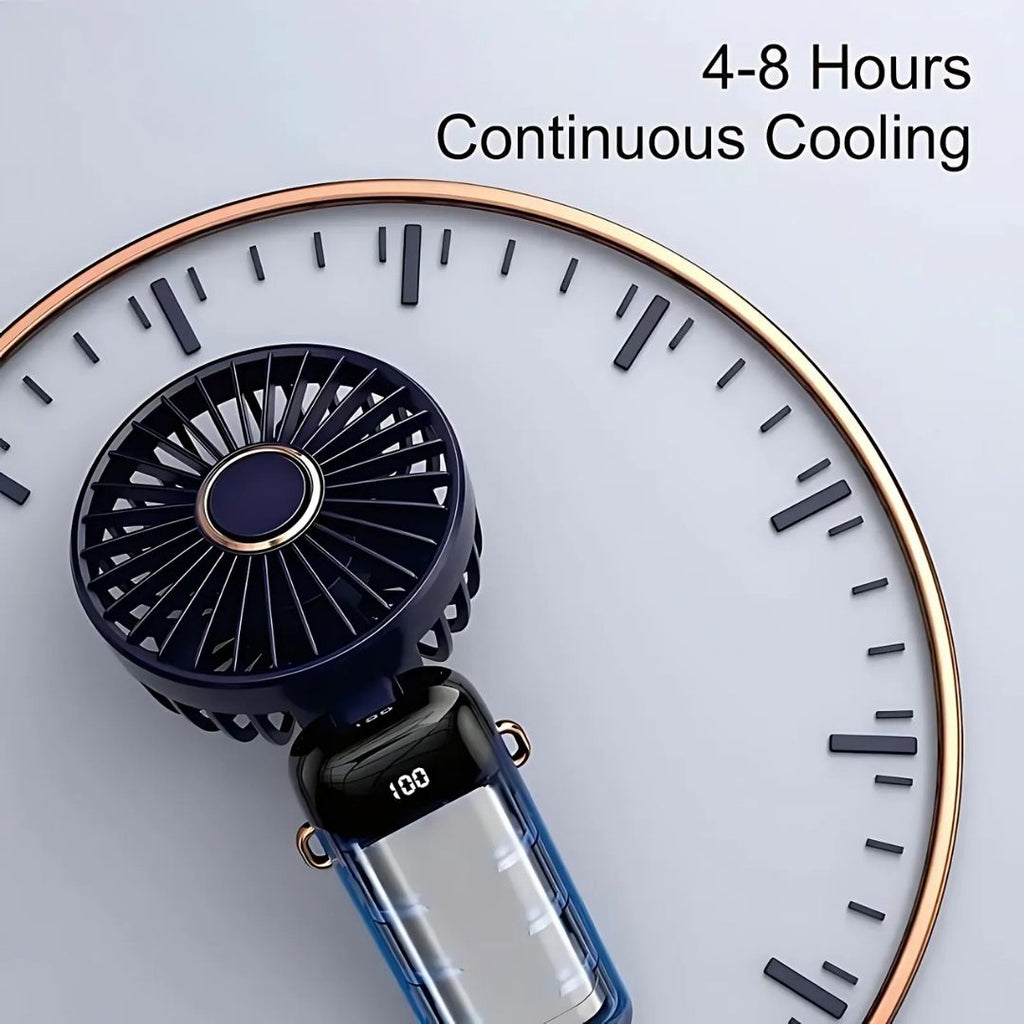 Rechargeable Handheld Mini Fan | 5-Speed, 90-Degree Adjustable & Quiet for Office, Home & Outdoor Use