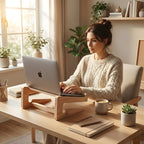 Ergonomic Neck Support – Ventilated Natural Wood – Prevents Overheating – Ideal for Home & Office Use