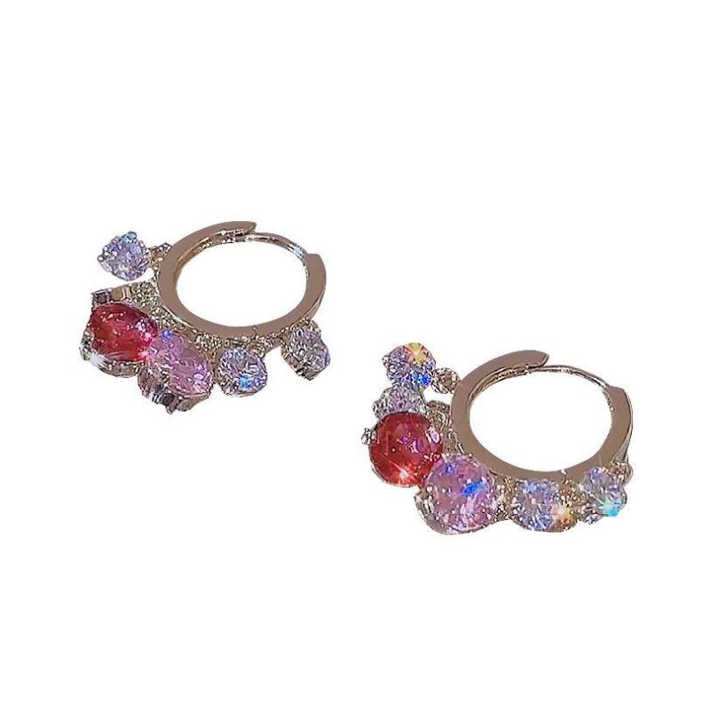 Gold Glitter Colorful Zircon Earrings