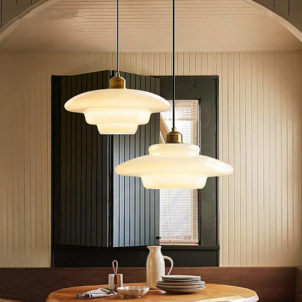 White Glass Pendant Lamp for Dining Room and Kitchen