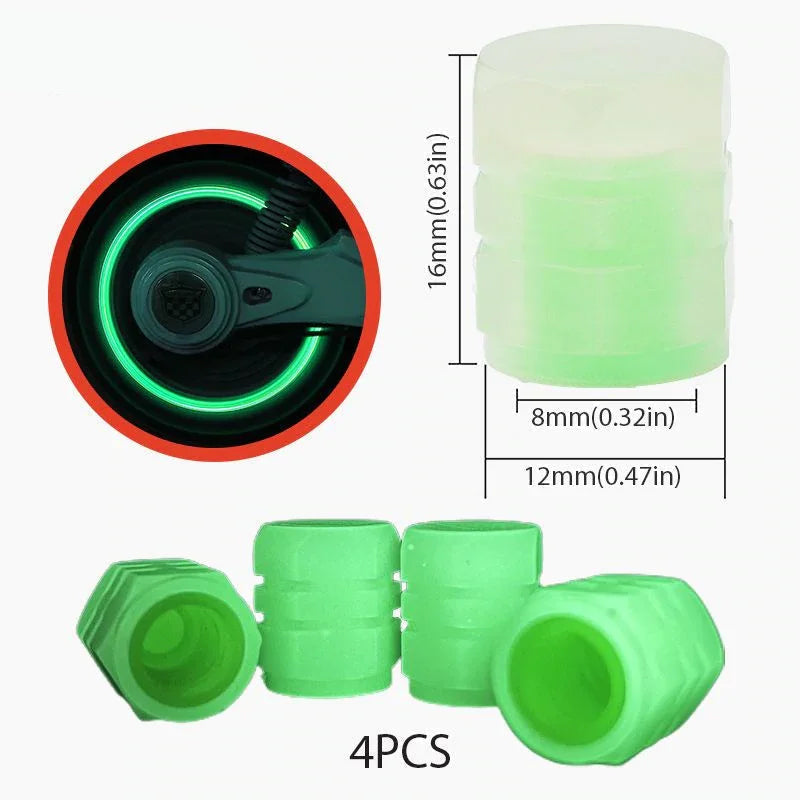 Universal fluorescent tire valve caps (4 PCS/Set)