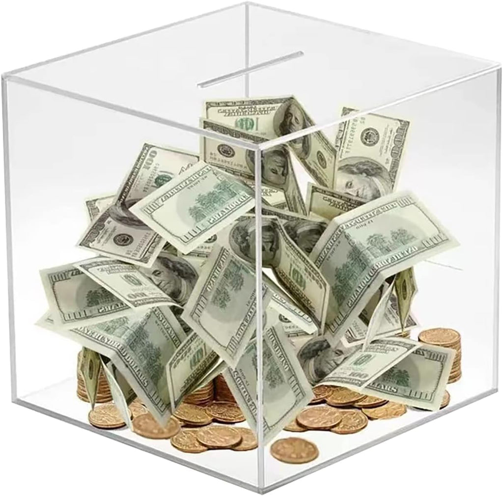 Unopenable transparent acrylic piggy bank