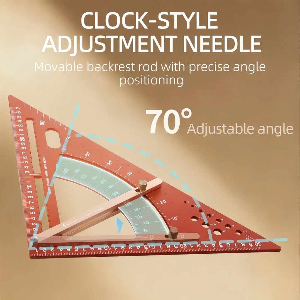 Multifunctional Woodworking Triangle Ruler - Heavy Duty Aluminum Alloy Speed Square with Adjustable Positioning Block