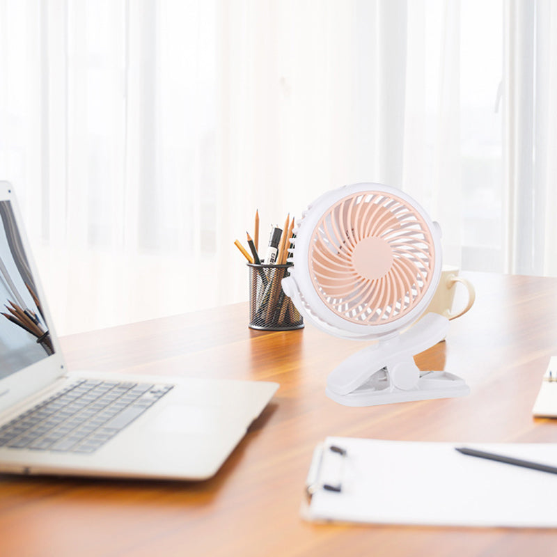 Portable Clamp Fan with 360° Rotation – USB & Rechargeable Battery