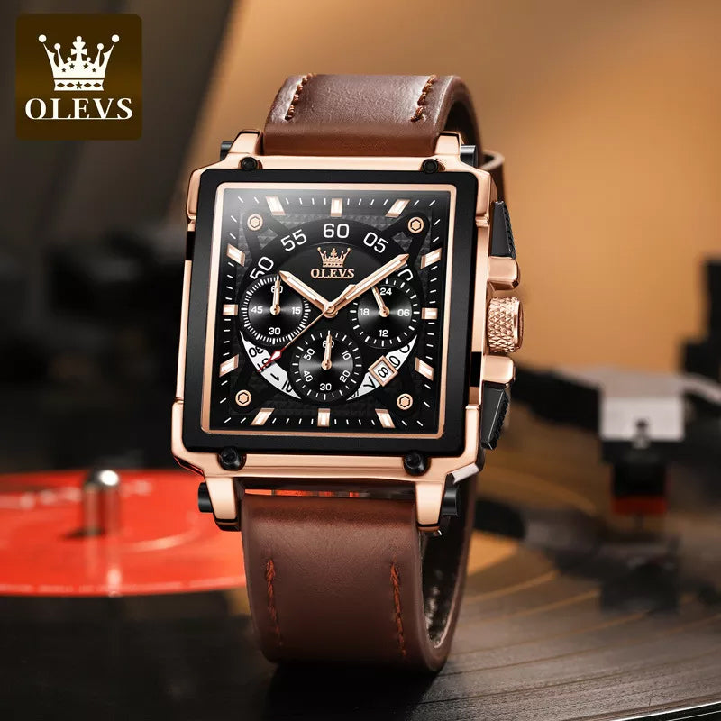 Olevs® Luminous Luxury Square Business Automatic Mechanical Watch