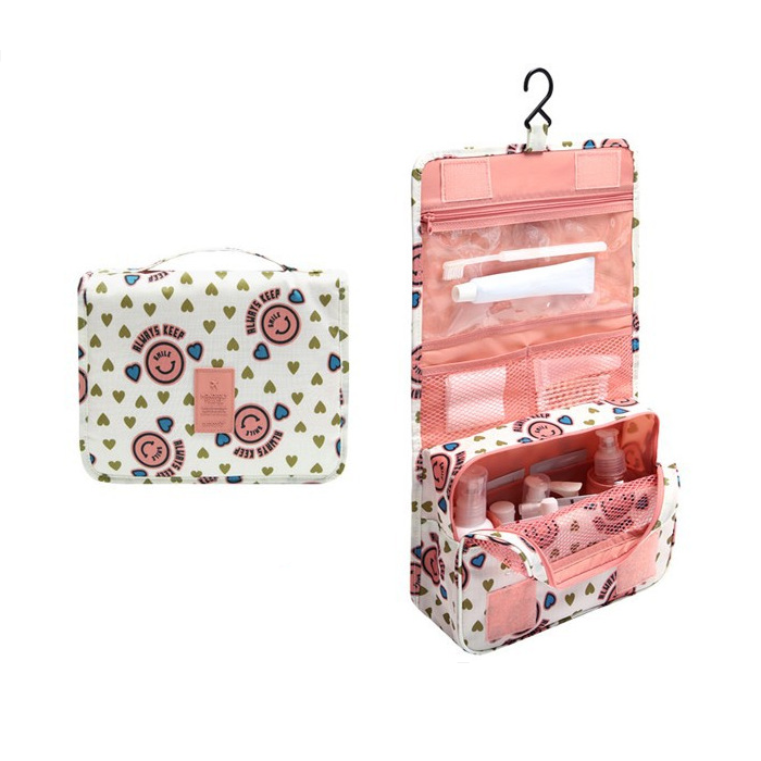 TravelEase – Water-repellent Cosmetic Bag with Hook and Compartments | Travel Toiletry Bag