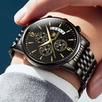 Luxury Gold Three-Eye Chronograph Dial Automatic Mechanical Watch